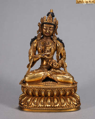 A gilding copper Vajrasattva statue