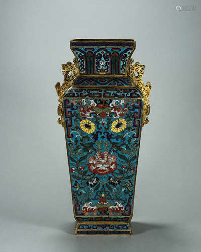 A flower patterned cloisonne vase