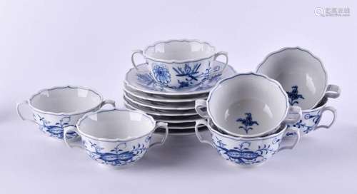 7 soup bowls with saucers Meissen