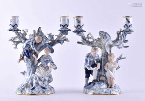 figural pair of candlesticks Meissen 19th century