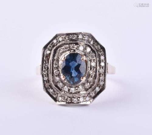 Art Deco sapphire - diamond ring Russia