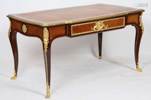 ÉLÉGANT BUREAU PLAT MARQUETÉ LOUIS XV