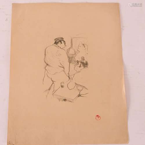 LITHOGRAPHIE "UN HOMME ET DEUX FEMMES DANS UN BAR"...