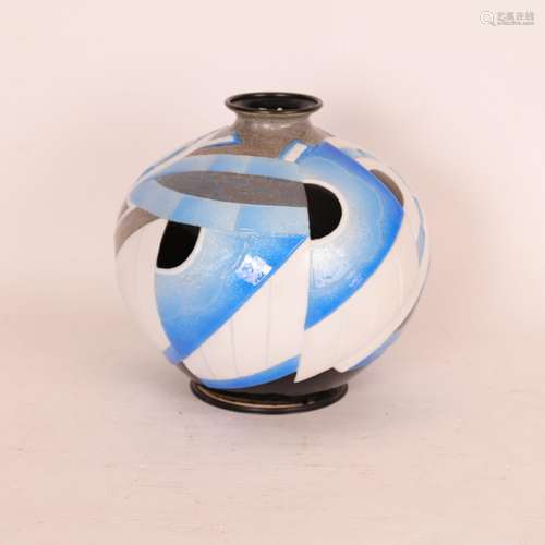 VASE BOULE ART DECO "LIGNES GÉOMETRIQUES" de Camil...