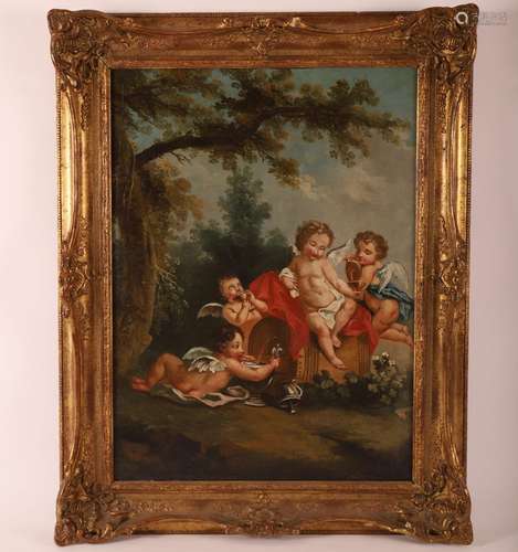 TABLEAU "PUTTI EN BACCHANALES", XIXe<br />
Huile s...