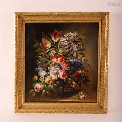 TABLEAU "BOUQUET DE FLEURS EN VASE " XXe<br />
Hui...