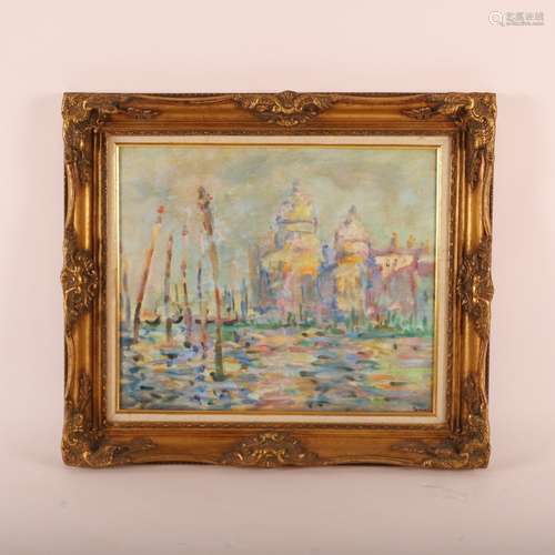 TABLEAU "VUE DE VENISE DEPUIS LE CANAL", XXe <br /...