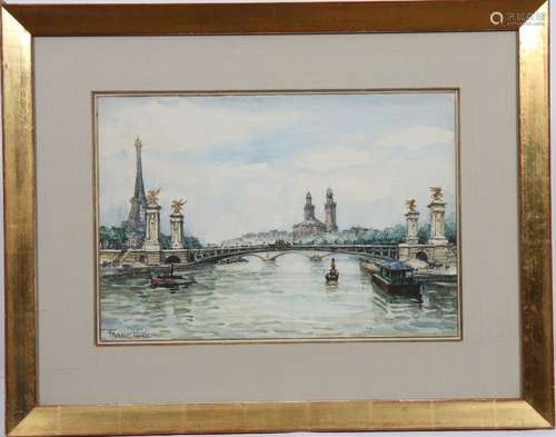 AQUARELLE "LE PONT ALEXANDRE III À PARIS" de Frank...