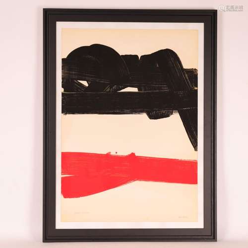 LITHOGRAPHIE "ROUGE ET NOIR" de Pierre SOULAGES (n...