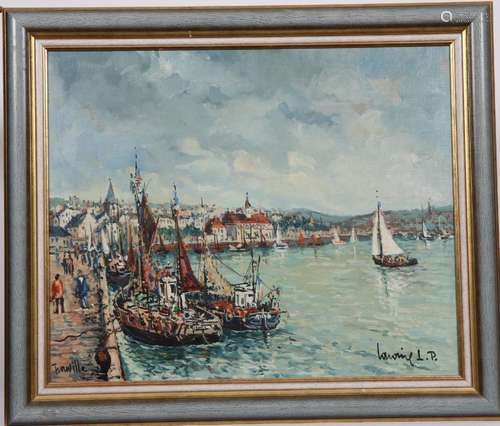 TABLEAU "ENTRÉE DE PORT À TROUVILLE" de Robert L.P...