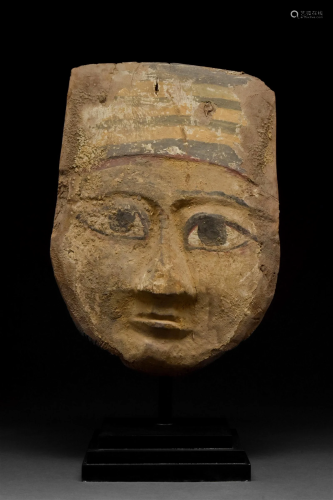 EGYPTIAN PAINTED POLYCHOME COFFIN MASK - WITH REPORT
