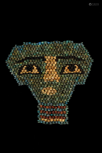 EGYPTIAN FAIENCE BEADED MUMMY MASK