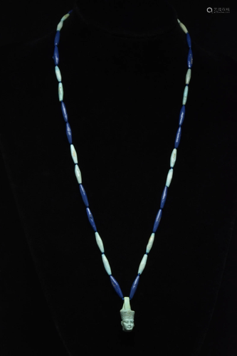 EGYPTIAN FAIENCE NECKLACE WITH NEITH AMULET