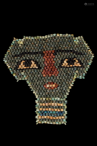 EGYPTIAN FAIENCE BEADED MUMMY MASK