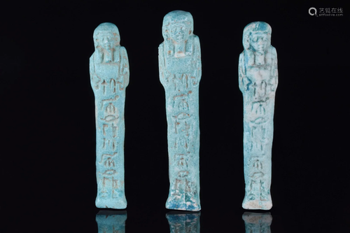 EGYPTIAN FAIENCE SHABTI GROUP - TRANSLATED