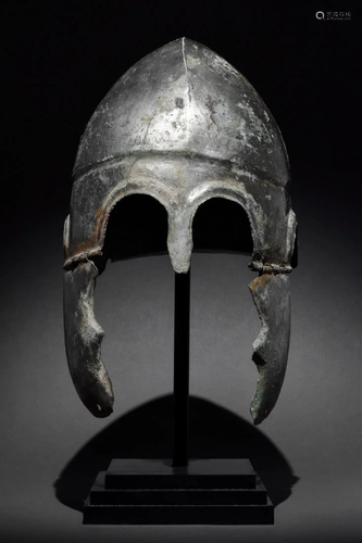 GREEK CHALCIDIAN TINNED BRONZE HELMET