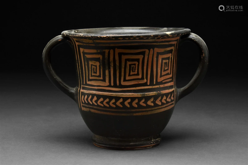 GREEK POTTERY SESSILE KANTHAROS