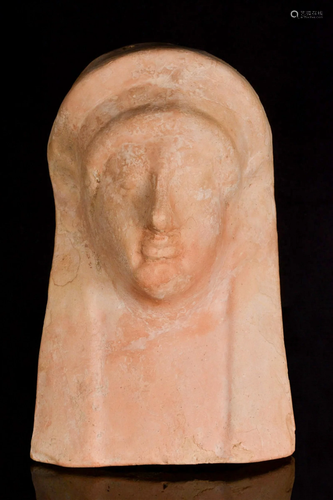 GREEK TERRACOTTA PROTOME OF A GODDESS