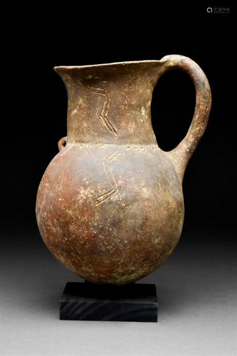 CYPRIOT MIDDLE BRONZE AGE POTTERY JUG OR TANKARD - WITH REPO...