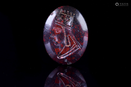 BLOOD STONE INTAGLIO WITH A PORTRAIT OF ARMENIAN KING