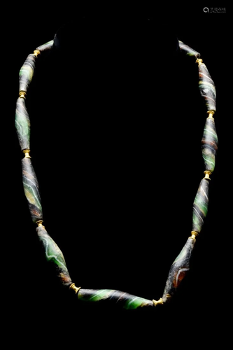 GREEK RIBBON-BAND GLASS BEAD NECKLACE