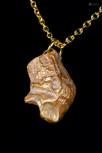 GREEK HELLENISTIC GOLD LION'S HEAD PENDANT