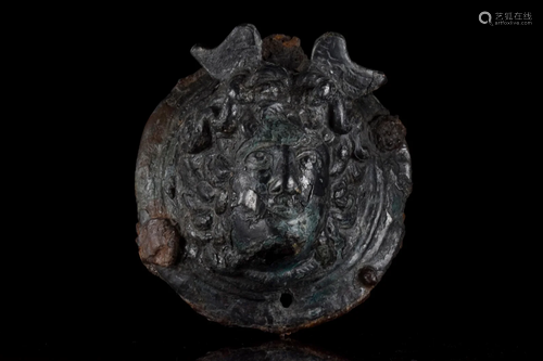 HUGE ROMAN BRONZE MILITARY PHALERA WITH MEDUSA HEAD