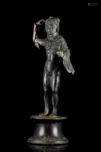 ROMAN BRONZE STATUETTE OF HERCULES WITH SILVER HAND