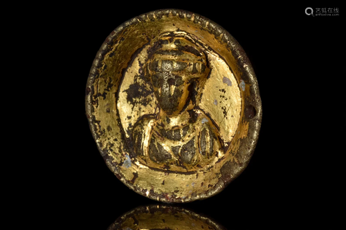 ROMAN GILDED SILVER PHALERA WITH FEMALE BUST - WITH REPORT