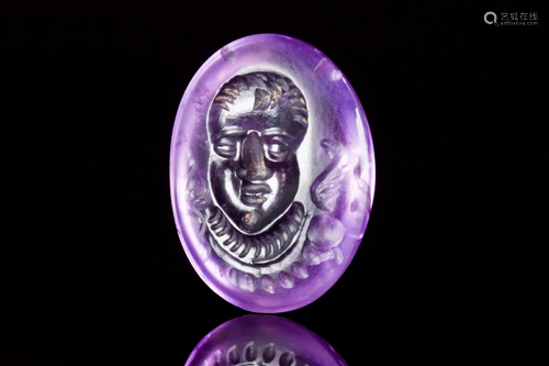 SASANIAN AMETHYST INTAGLIO GEMSTONE - WITH REPORT