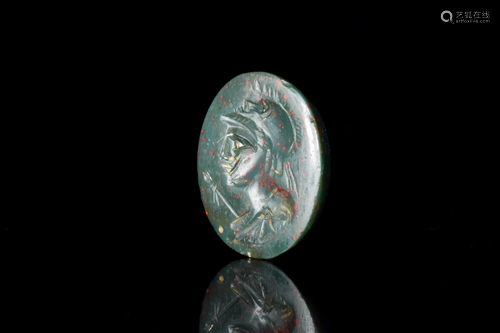 ROMAN JASPER INTAGLIO DEPICTING MINERVA - WITH REPORT