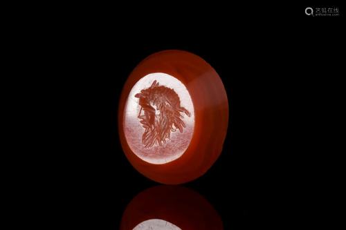 ROMAN CARNELIAN INTAGLIO DEPICTING JUPITER