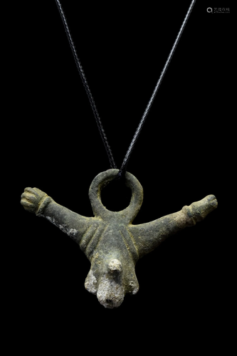 ROMAN BRONZE PHALLIC PENDANT WITH MANUS FICA