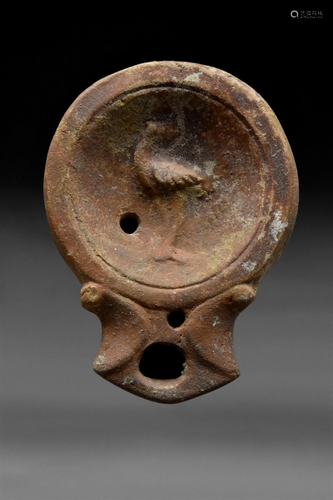 ROMAN TERRACOTTA OIL LAMP WITH HERON