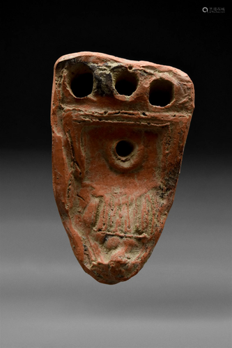 ROMAN TERRACOTTA OIL LAMP WITH THREE WICK HOLES