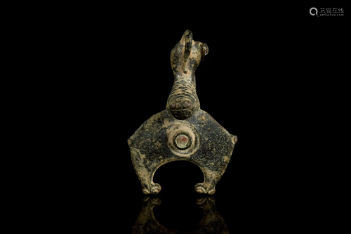 GALLO-ROMAN LUNAR BROOCH WITH LION, AND ENAMELLED INLAYS