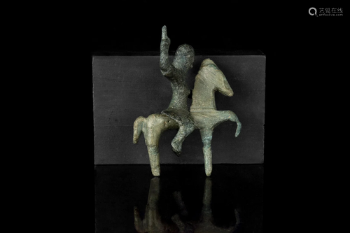 CELTIC BRONZE HORSE AND RIDER VOTIVE FIGURINES