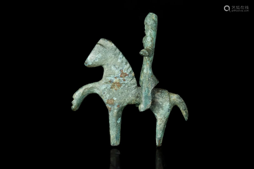 CELTIC BRONZE HORSE AND RIDER VOTIVE FIGURINES