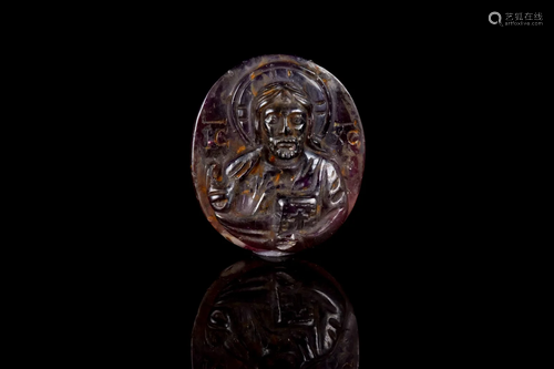 BYZANTINE AMETHYST CAMEO DEPICTING CHRIST PANTOCRATOR