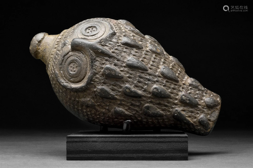 RARE ANCIENT BYZANTINE CLAY OWL "GREEK FIRE" GRENA...