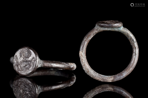 BYZANTINE SILVER RING WITH ANGEL