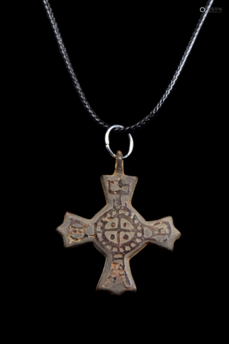 VIKING ERA BRONZE CROSS WITH NIELLO