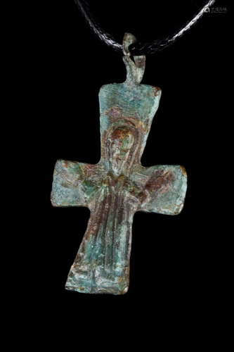 BYZANTINE BRONZE CROSS PENDANT WITH JESUS