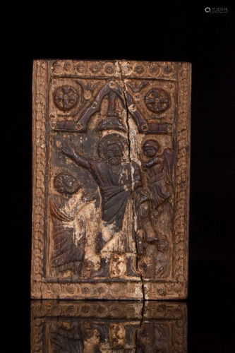 POST MEDIEVAL RUSSIAN WOODEN RELIGIOUS ICON