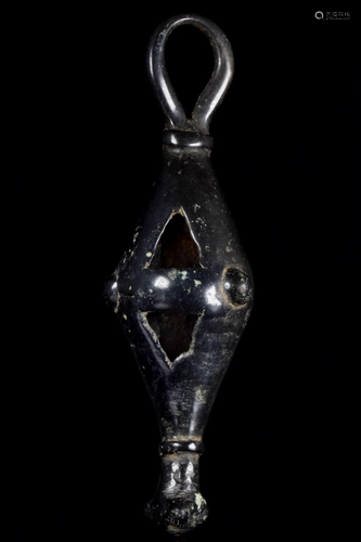 WESTERN ASIATIC BRONZE OPENWORK CAGE PENDANT