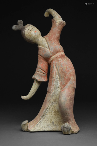 CHINESE TANG DYNASTY TERRACOTTA DANCING LADY - TL TESTED