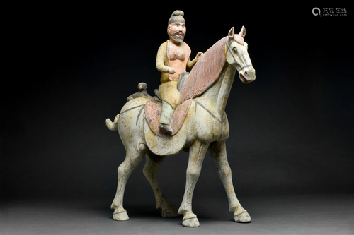 CHINESE TANG DYNASTY TERRACOTTA SOGDIAN RIDER- TL TESTED - W...