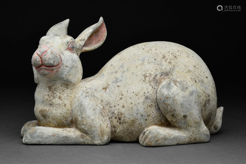 CHINESE HAN DYNASTY TERRACOTTA RABBIT - TL TESTED - WITH REP...