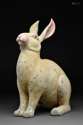 CHINESE HAN DYNASTY TERRACOTTA RABBIT - TL TESTED - WITH REP...