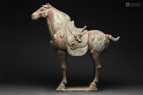 CHINESE TANG DYNASTY TERRACOTTA HORSE - TL TESTED - WITH REP...